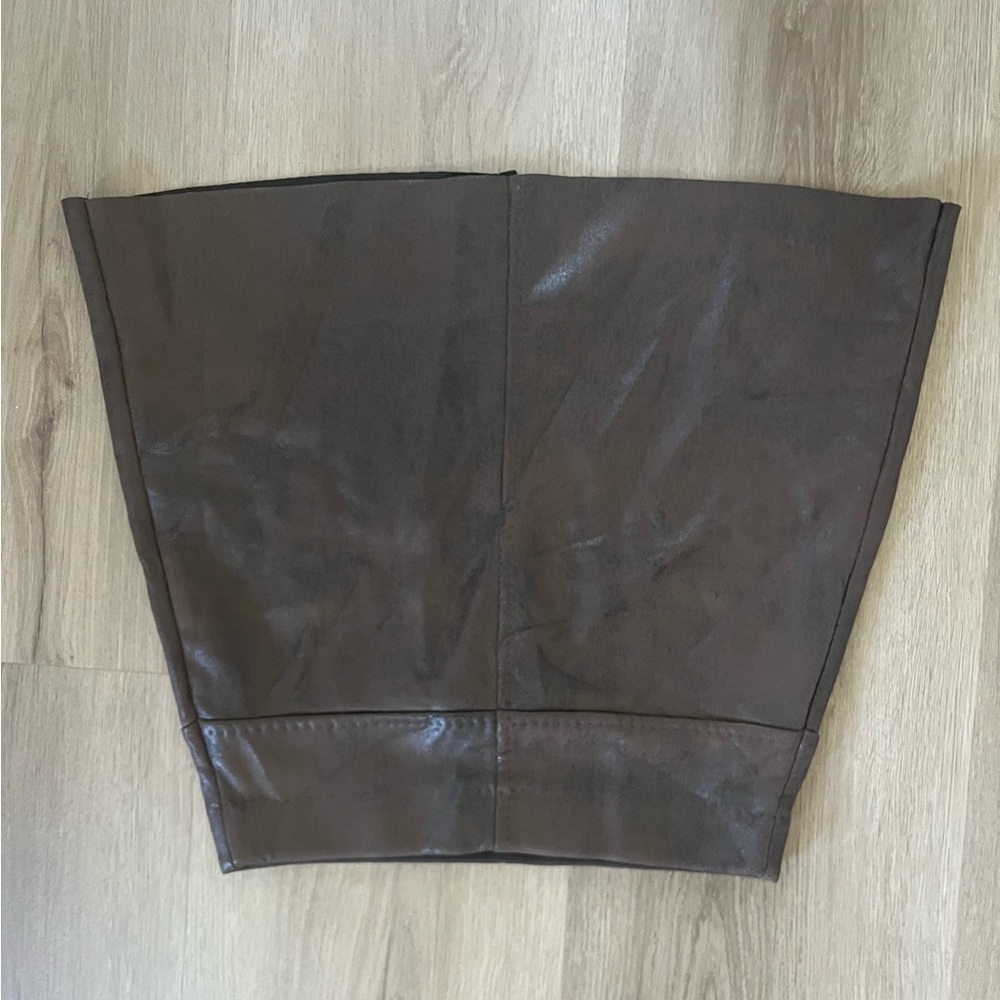 Brown Faux Leather Skirt